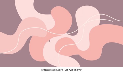 Soft Abstract Waves in Pastel Pink and Mauve Background