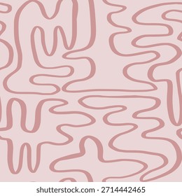 Patrón de líneas de contorno ondulado abstracto suave en diseño de fondo transparente de Vector rosa pastel.