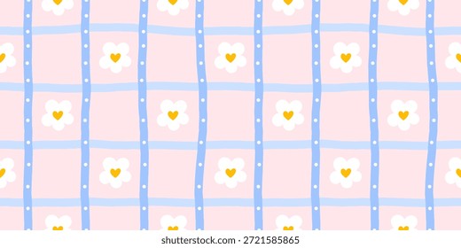 Projeto vetorial suave e arejado sem emenda apresentando elementos florais bonitos com um toque escandinavo, para tecidos infantis, papel de embrulho e papel digital com tema pastel