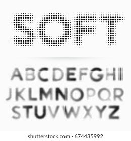 soft alphabet font made in halftone style