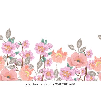 Soft Anemone and Blossom Flower Background