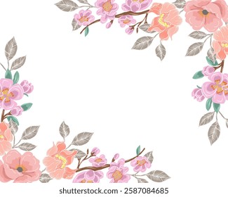 Soft Anemone and Blossom Flower Border