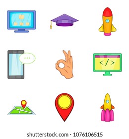 Soft app icons set. Cartoon set of 9 soft app vector icons for web isolated on white background