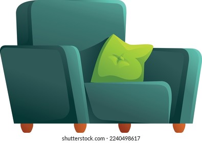 Soft armchair icon. Cartoon comfortable seat. House furniture