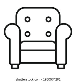 Soft Sessel Symbol. Outline Soft Sessel, Vektorsymbol für Webdesign einzeln auf weißem Hintergrund