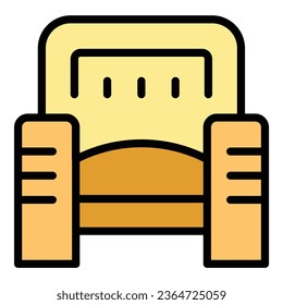 Soft armchair icon outline vector. Morning food. Drink in bed color flat