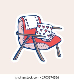 Soft armchair for interior design,  doodle calligraphy design for. Vector illustration.