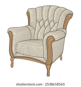 Soft armchair isolated on white background. Furniture item for home, hotel and office.