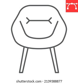 Soft armchair line icon, furniture and interior, armchair vector icon, vector graphics, editable stroke outline sign, eps 10.