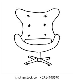 Soft armchair on white background. Stay home on the quarantine . Doodle vector illustration.	

