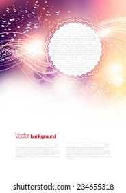 Soft artistic Christmas background. Abstract romantic sparkle dynamic winter flyer for holiday. Vector template