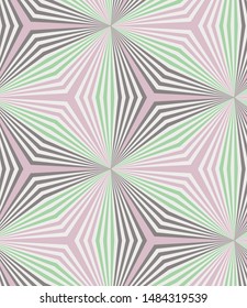 Soft baby colored geometric line op art seamless repeat vector pattern. Optical illusion design that looks like the lines goo from close to far away.