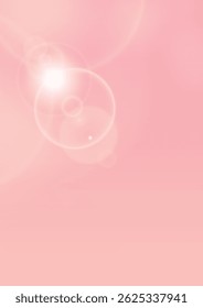 Soft baby pink gradation background with white flare halo ring light for summer spring morning too noon day design