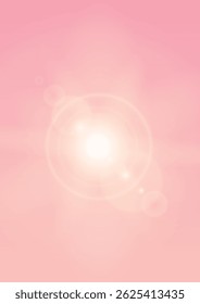 Soft baby pink gradation background with white flare halo ring light for summer spring morning too noon day design