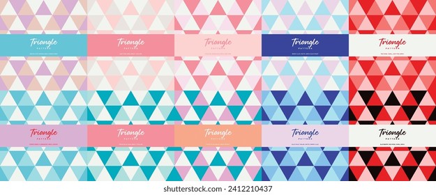 Soft baby triangle color theme seamless pattern set 