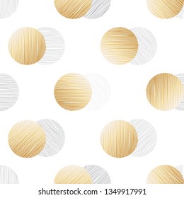 Soft background with gold circles. Seamless pattern, vector illustration