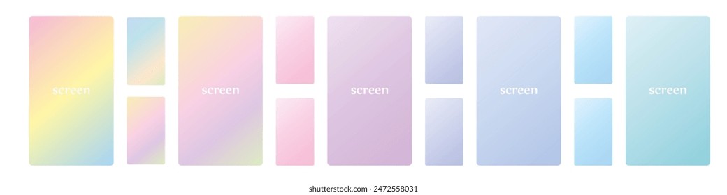 Fondos suaves para pantallas. Fondos de pantalla degradados pastel para gadgets como teléfono, pc, portátil o tableta. Gradientes de color pastel para diseños ux o ui