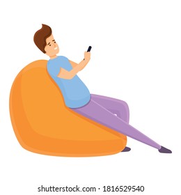 Icono de trabajo en casa de bolsa suave. Caricatura del trabajo en casa de sacos blandos icono vectorial para el diseño web aislado en fondo blanco