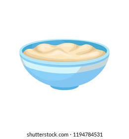 Soft bean curd in a bowl, healthy diet food, vegan source of protein vector Illustration on a white background