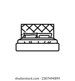 Icono de la línea negra de la cama suave. Pictograma para página web, aplicación móvil, promoción.