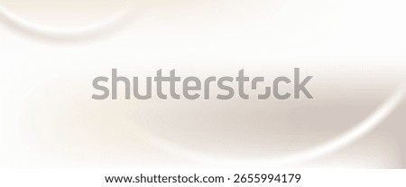 Soft beige gradient background fabric. Creamy silk texture with pearl colors for elegant abstract wedding backdrop. Horizontal metallic cover with a subtle wavy pattern. Pale beige gradation vector.