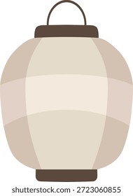 Una linterna de papel redonda de color beige suave con paneles sutiles y un Pequeño asa superior dibujado en Vector plano.