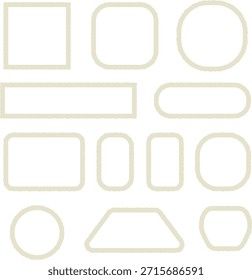 Conjunto de Formas y marcos de contorno redondeado beige suave. Ligeros bordes geométricos mínimos con sutil tono neutro. Elementos de interfaz de usuario limpios para diseños de Web, App y Diseños gráficos modernos.