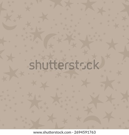 Soft Beige Star Moon Seamless Pattern Wallpaper