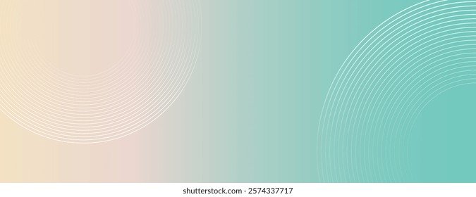 Soft beige and teal gradient vector background, featuring subtle circular line patterns. Pastel teal vector background in calm and modern texture. Minimal vector background in beige and teal color.