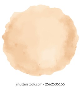 A soft, beige watercolor circle with subtle variations in tone and texture, resembling a gentle wash or stain. 