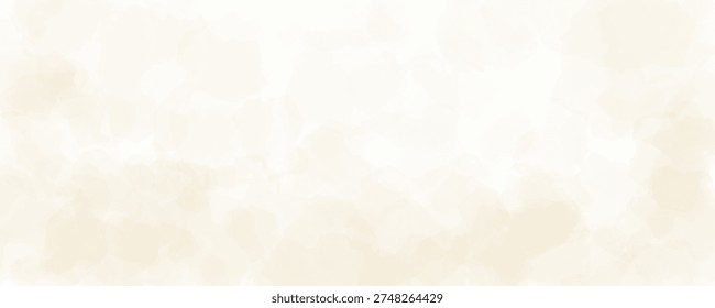 Soft beige watercolor effect background. Light ecru watercolour gradient texture. Cream blurred paint splashes wallpaper for birthday or wedding design. Vector feminine pale ivory marble backdrop
