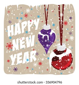 Soft Beige Winter Greeting Card - Happy New Year