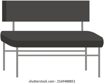 Soft bench as long seat in public open space vector illustration. Seating area in reception room or office isolated on white comfortable seating and meeting place, for relax. Indoor furniture