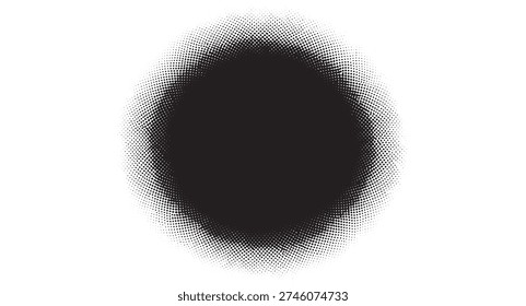 Soft Black Airbrush Spray Circle with Halftone Grainy Gradient Texture Effect