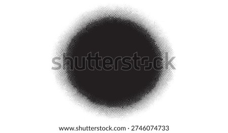 Soft Black Airbrush Spray Circle with Halftone Grainy Gradient Texture Effect
