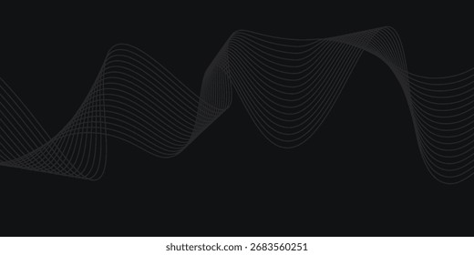 Fondo negro suave con líneas onduladas diseño de Vector moderno