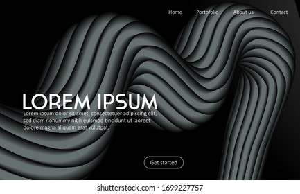 soft black gray landing page with blend shape. for landing page, background, wallpaper, flyer, web, banner, cover, business card. in vector EPS 10