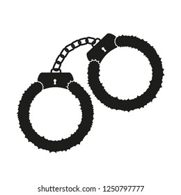 Soft black handcuffs on a white background, vector