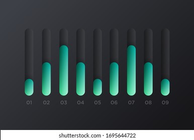 Soft black Neumorphism volume bar UI interface. Trending Vector design UX element. 