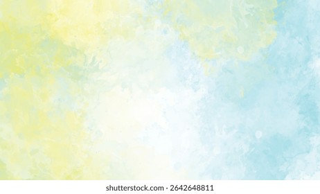 A soft blend of pastel yellow and light blue watercolor washes creates a delicate and airy texture. The colors transition smoothly, forming a subtle gradient effect.
