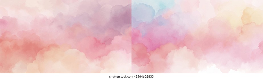 Soft, blended clouds in warm hues provide a tranquil and inviting atmosphere for designs.