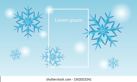The soft blue abstract background picture of the snowflakes fall in a very cold day. 