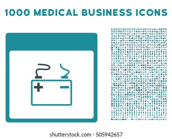 Soft Blue Accumulator Calendar Page vector icon with 1000 medical business pictograms. Set style is flat bicolor symbols, soft blue colors, white background.