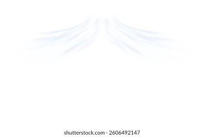 Soft blue air and water flow wave vector with curved motion wind PNG transparent glow. Clean fresh effect symbolizing filtration, purification, wind, aromatic spray. Ideal for eco or HVAC designs.	
