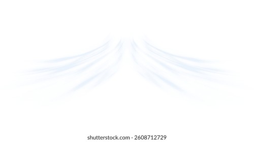 Soft blue air and water flow wave vector with curved motion wind PNG transparent glow. Clean fresh effect symbolizing filtration, purification, wind, aromatic spray. Ideal for eco or HVAC designs.	