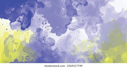 Soft Blue Background Abstract Impressionist Painting with Vibrant Purple and Yellow Hues  Creative minimalist hand painted illustrations for wall decoration.