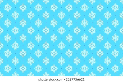 Soft blue background with romantic winter snow icon pattern. This design can be used for bedroom, living room or office wall paper, book or folder cover, fabric and clothing motif.