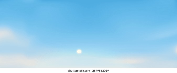 Soft blue background with a smooth gradient texture. The blue background creates a calm and serene atmosphere with a subtle white glow. Sky background vector. Blue background.