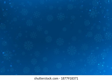 Weich blauer Hintergrund mit Schneeflocken im Hintergrund für Design-Arbeiten.