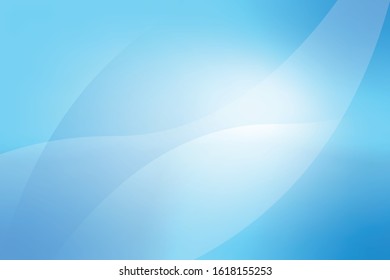 Soft Blue Background Template Vector, Blue Background with Smooth Wave and Gradient Design